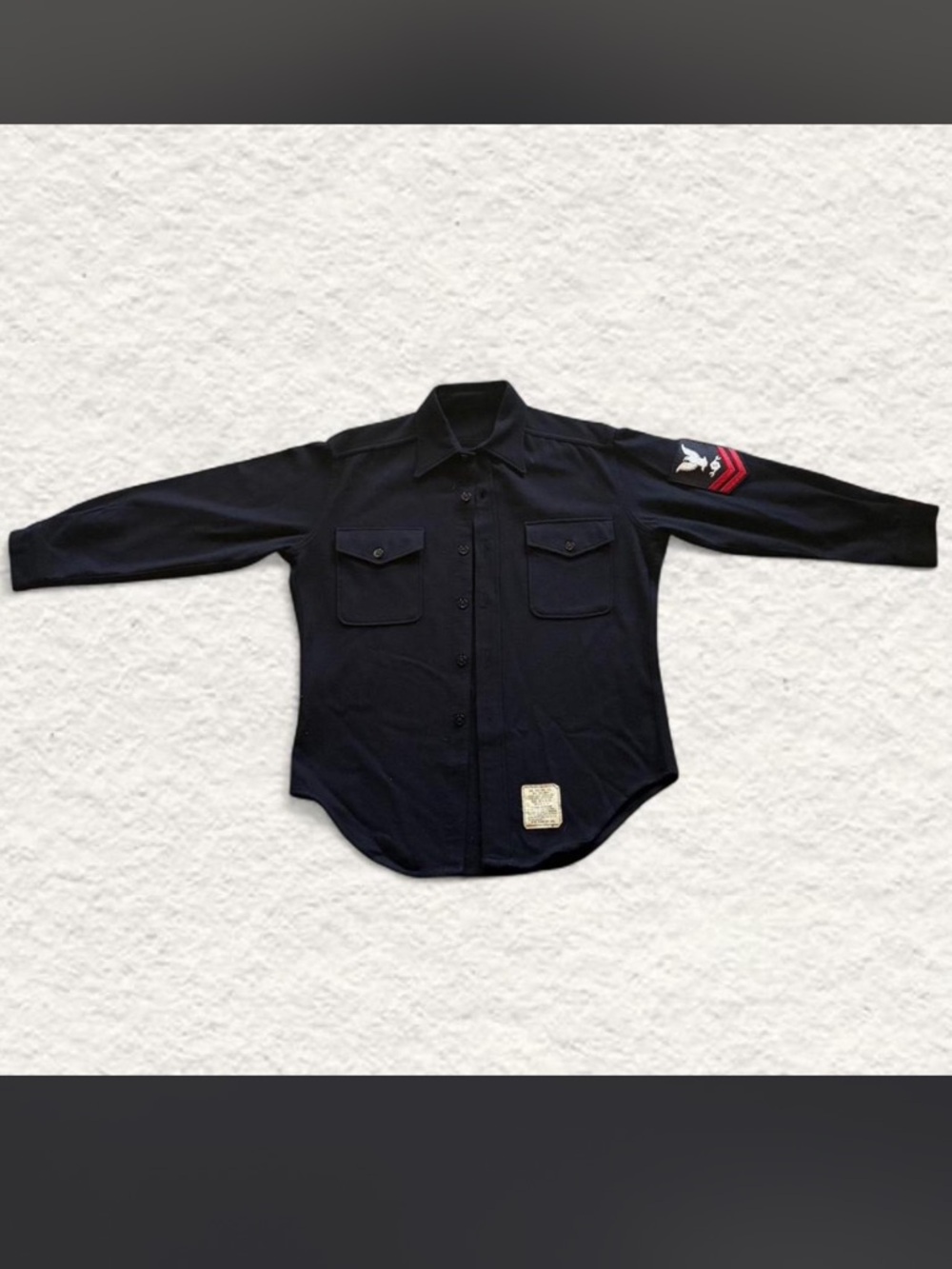 Vintage 70s Navy Wool CPO Boilermaker Shirt Mens